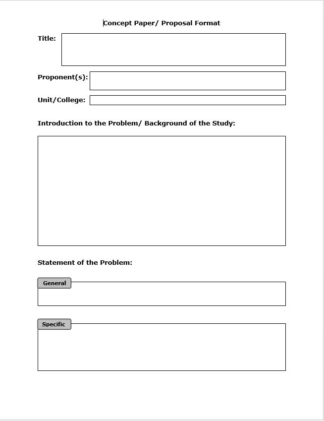 Concept Paper And Proposal Template University Research Office Ateneo 