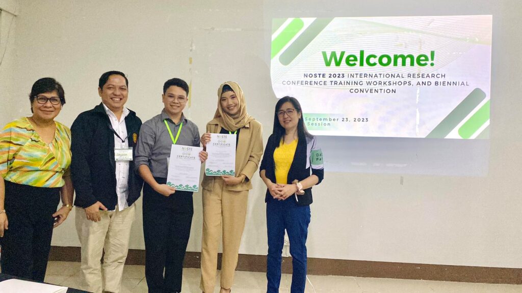 Mr.Taghap, and Ms.Addani of adzu jhs paper presentation at the 2023 NOSTE International Research Conference, Training Workshops and Biennial Convention